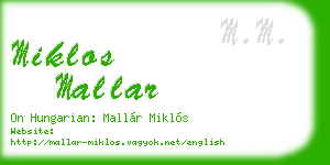miklos mallar business card